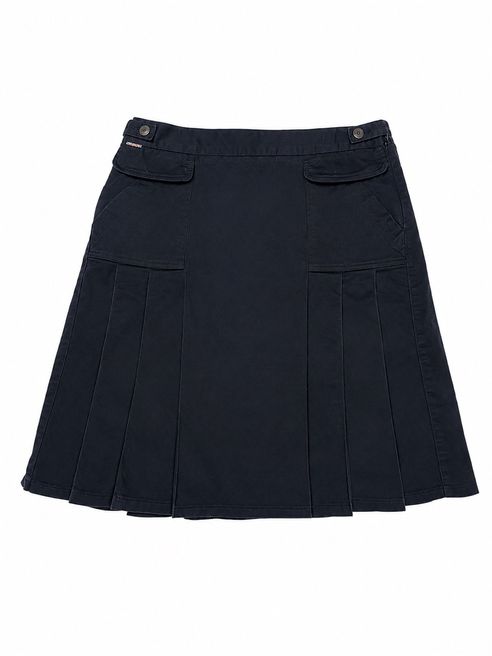 Burberry Dark Navy A-Line Pleated Skirt